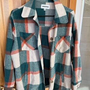 Vigoss Lexi Oversized Plaid Button-Up Jacket/Shacket